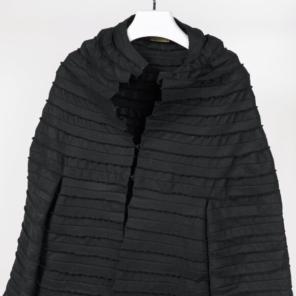 Sybilla Black Felt Pieced-Striped Coat - Picture 3 of 8